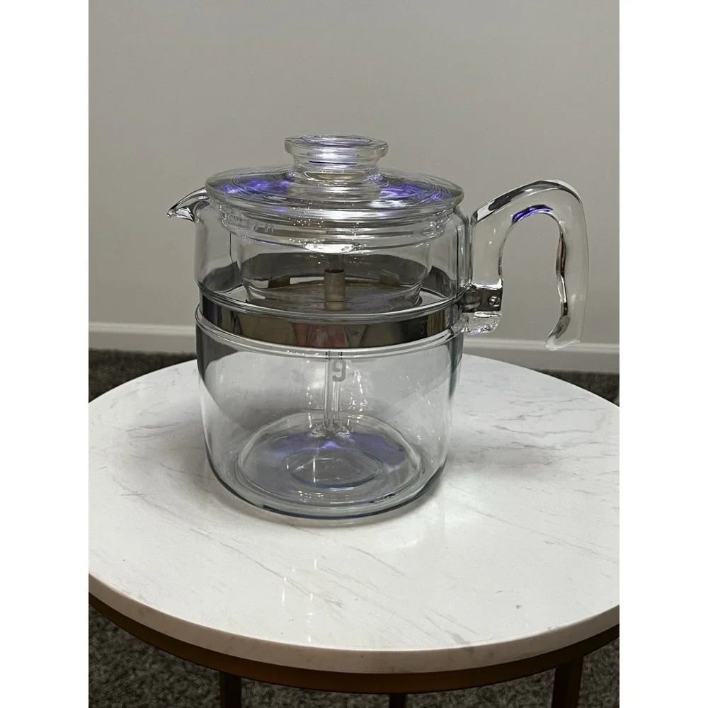 Vintage Pyrex Glass Percolator  Flameware 9‎ Cup  Coffee Pot Maker MCM Kitchen